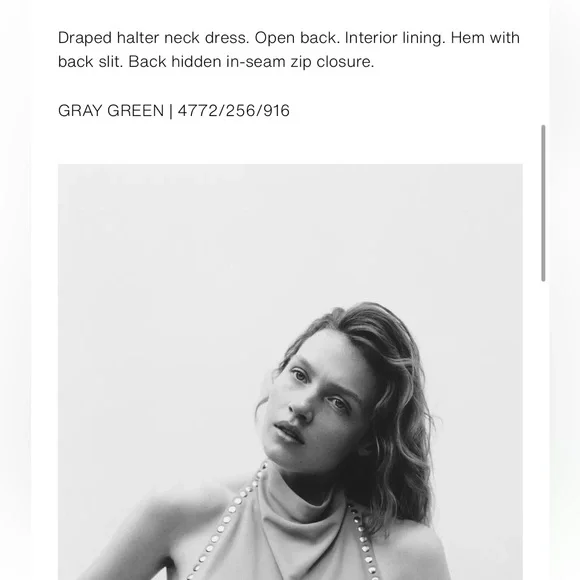 Zara NWT draped studded halter dress  4772/256 - Picture 5 of 7